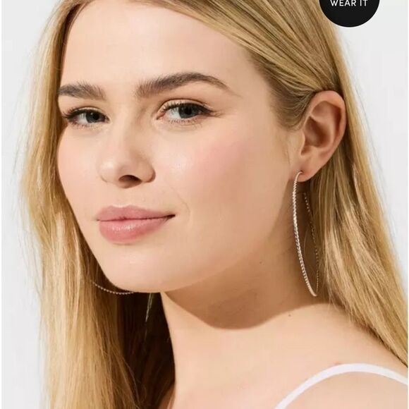 Torrid Elegant Silver textured Hoop Earrings Set - Picture 2 of 5